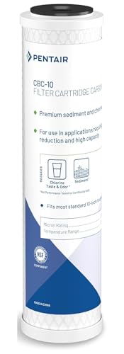 Pentek Pentair Pentek CBC-10 Carbon Water Filter, 10-Inch, Under Sink Carbon Block Replacement Cartridge with Bonded Powdered Activated Carbon (PAC) Filter, 10" x 2.5", 0.5 Micron - Image 1