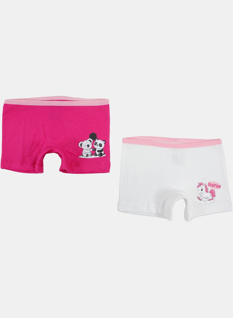Girls Cotton Under Short Fuchsia & White – Pack Of 2 – Fuchsia+White