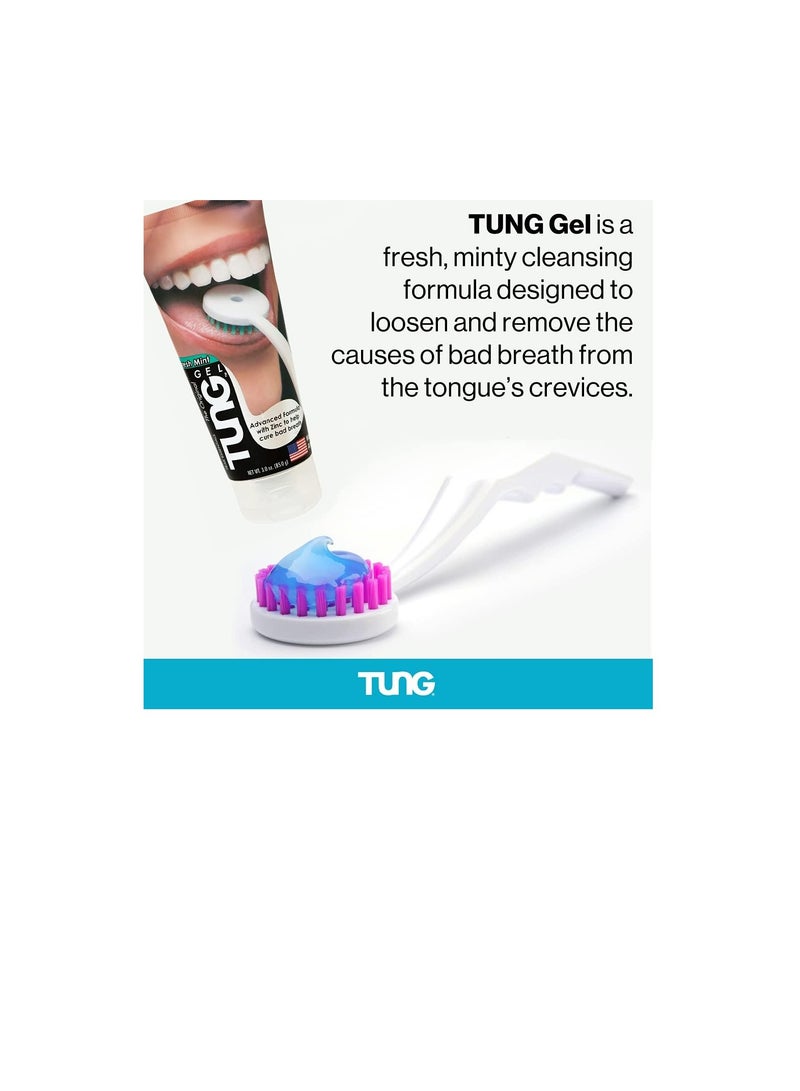Tung طقم فرشاة وجل اللسان من تونغ | منظف اللسان للبالغين | مكشطة اللسان لمكافحة رائحة الفم الكريهة ورائحة الفم الكريهة | مزيل رائحة الفم الكريهة | نعناع منعش | صنع في أمريكا (مجموعة من قطعة واحدة) - Image 3