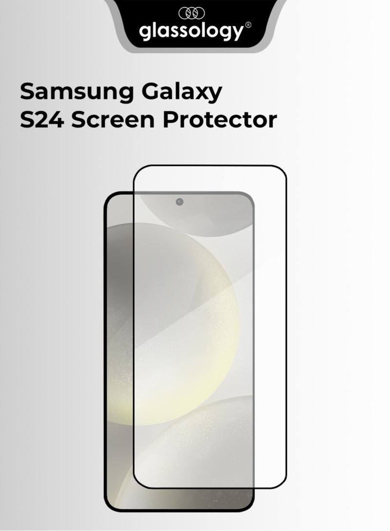 جلاسولوجي Screen Protector for Samsung Galaxy S24, 9H Tempered Glass, Full Coverage, HD Clarity, Fingerprint ID Compatible - Image 1