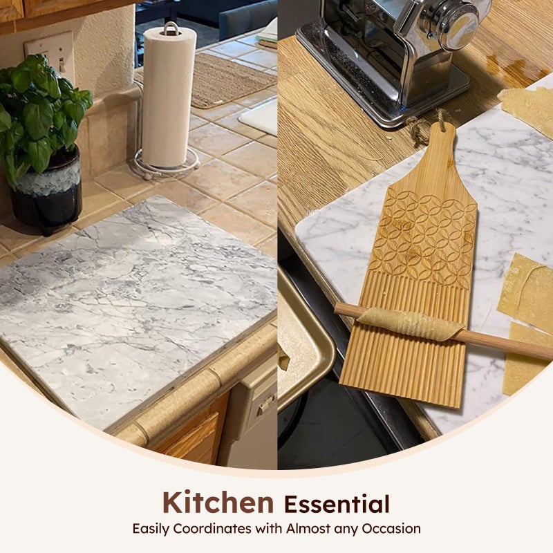 Diflart Natural Marble Stone Pastry Board for Kitchen, 16x20 Inch, Gray with White Veins, Marble Cutting Board Large with Non-Slip Feet for Keep the Dough Cool and Chocolate Tempering, Pack of 1 Pcs - Image 5