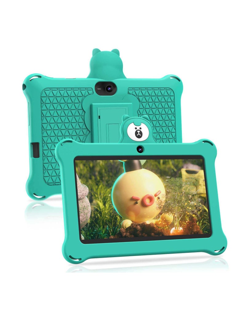 AROAQ K7 Children Tablet, 4GB Ram 32GB ROM Kids Learning Tablet With Protective Silicone Case, Lightweight Cute Design Durable Children Pad With HD Display, (1pc, Green) - Image 1