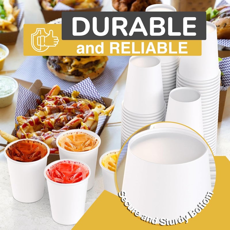 Party Solids White Paper Cups 12 oz Durable Disposable Cups 100 Paper Tumblers for Hot Drinks and Cold Drinks Thick 280 GSM Hot Cup for Tea & Coffee Cup To Go Fun Colors for Parties & Events - Image 4