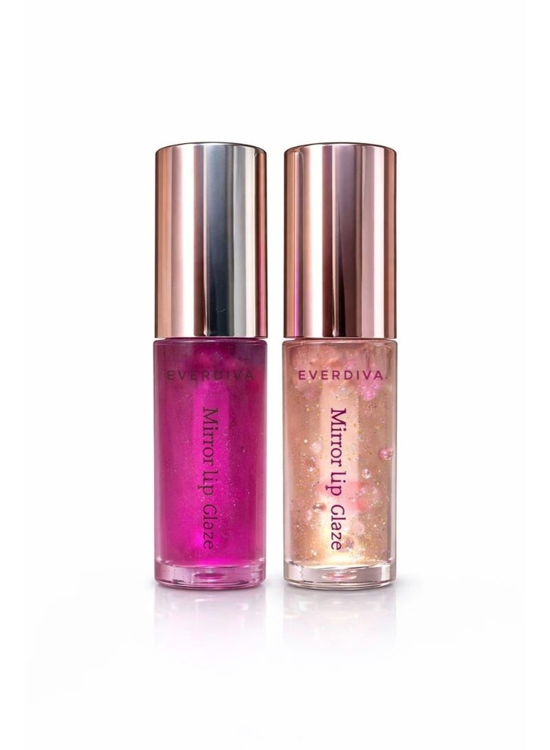 Everdiva 2-Piece Lip Gloss Set for Women | High-Shine Glossy Finish | Non-Sticky, Lightweight & Hydrating Lip Gloss Combo | Long-Lasting Lip Shine for Daily & Party Makeup - Image 1