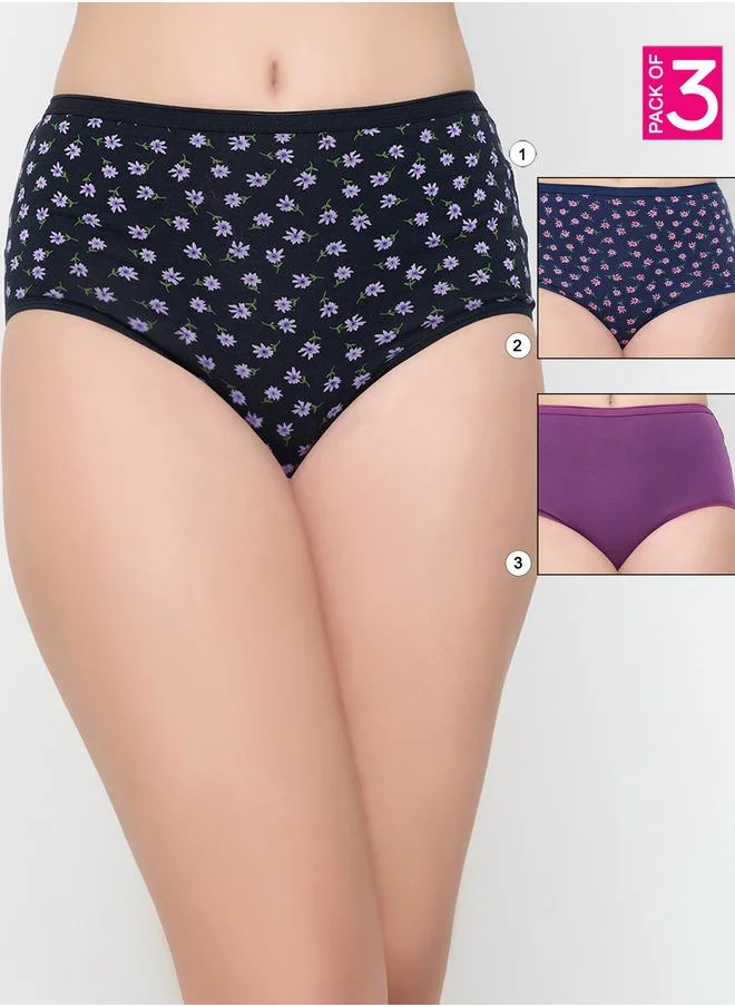 Clovia Clovia Pack of 3 - High Rise Printed Hipster Briefs