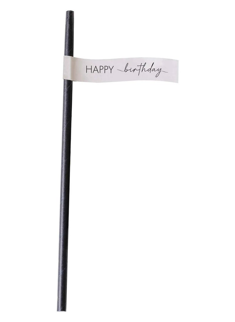 Ginger Ray Paper Straws - Happy Birthday - Black - Image 4