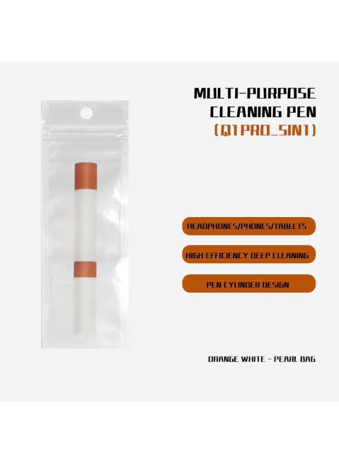Multifunctional Cleaning Brush Laptop Dust Cleaning Tool Suit Small Brush Headset Cleaning Pen Mobile Phone Hole-Color:Q1pro-multipurpose Cleaning Pen  Orange White-pearl Bag  - Image 1