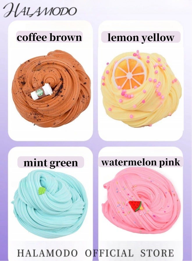 HALAMODO 4PCS Kids Latte Butter Slime Toy DIY Slime Supplies Kit in Plastic Container Stress Relief Toy Non Sticky Scented Slime Toy as Birthday Gift for Girls and Boys  - Image 2