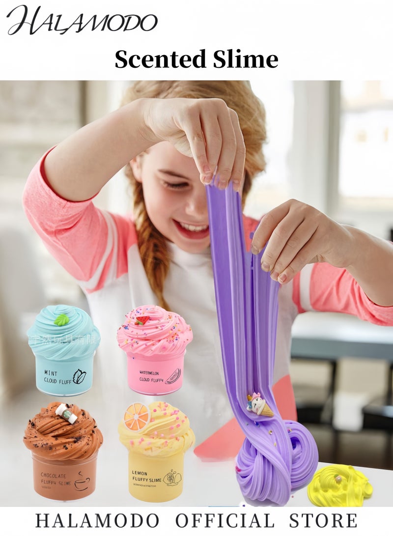 HALAMODO 4PCS Kids Latte Butter Slime Toy DIY Slime Supplies Kit in Plastic Container Stress Relief Toy Non Sticky Scented Slime Toy as Birthday Gift for Girls and Boys  - Image 5