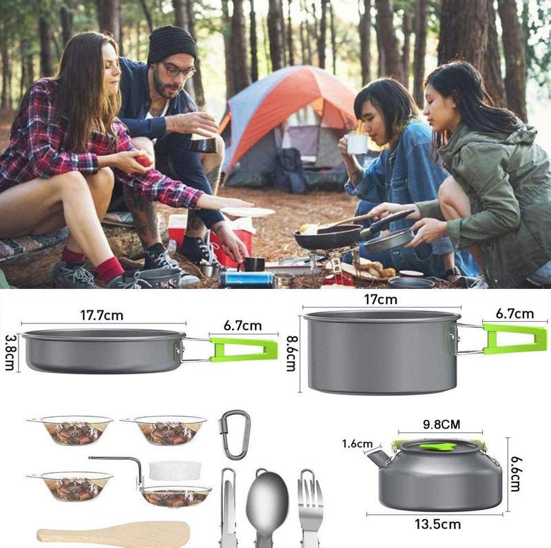 CLUEMART Camping Cookware Kit,Outdoor Cooking Set with Kettle,Lightweight Camping Pot and Pan for 2 to 3 People Camping,Hiking,Picnic - Image 3
