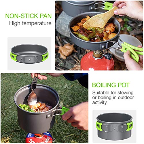 CLUEMART Camping Cookware Kit,Outdoor Cooking Set with Kettle,Lightweight Camping Pot and Pan for 2 to 3 People Camping,Hiking,Picnic - Image 2