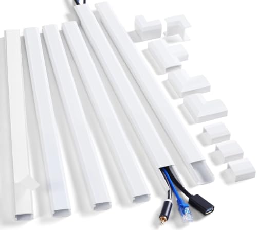 ZhiYo 94.5in Cord Cover Wall Kit, Cord Hider Wire Covers for Cords Wall Mounted TV, Paintable Wire Hiders, TV Cable Hider Cord Concealer, 6 x L15.7in W0.98 H0.5in, White - Image 1