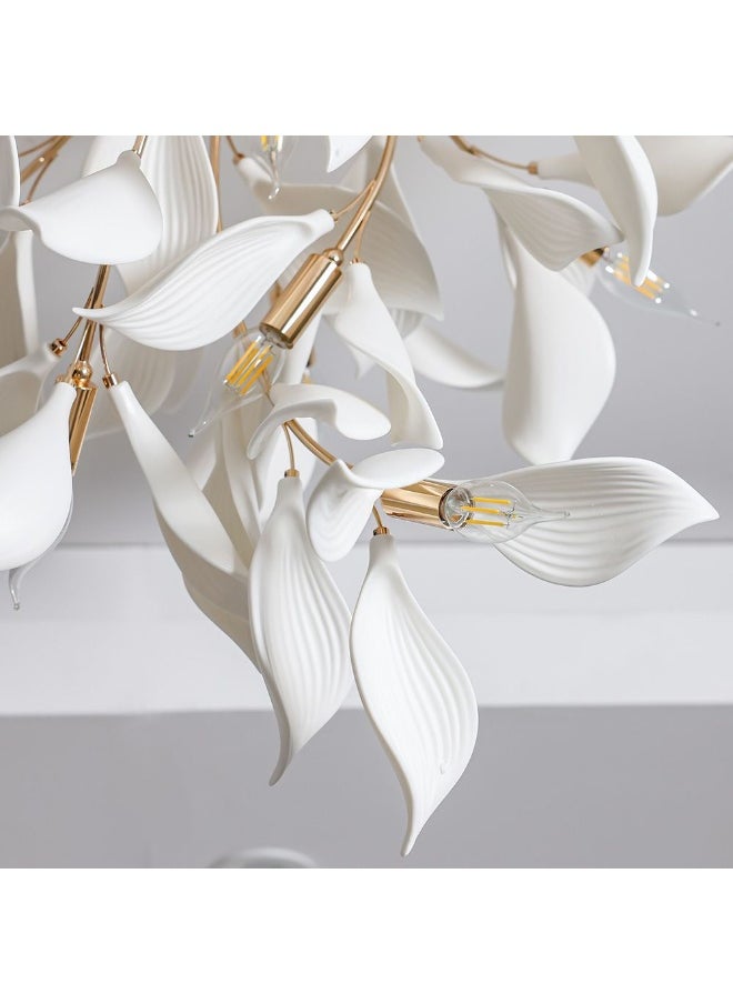 DANUBE HOME Danube Home Cecilia Modern Chandelier For Bedroom|10-Lights Indoor Lighting Fixture With E14 Socket Hanging Lights Ceramic Frame |Ceiling Chandelier L65Xw65Xh60Cm - White/Gold (2 Year Warranty)  - Image 2