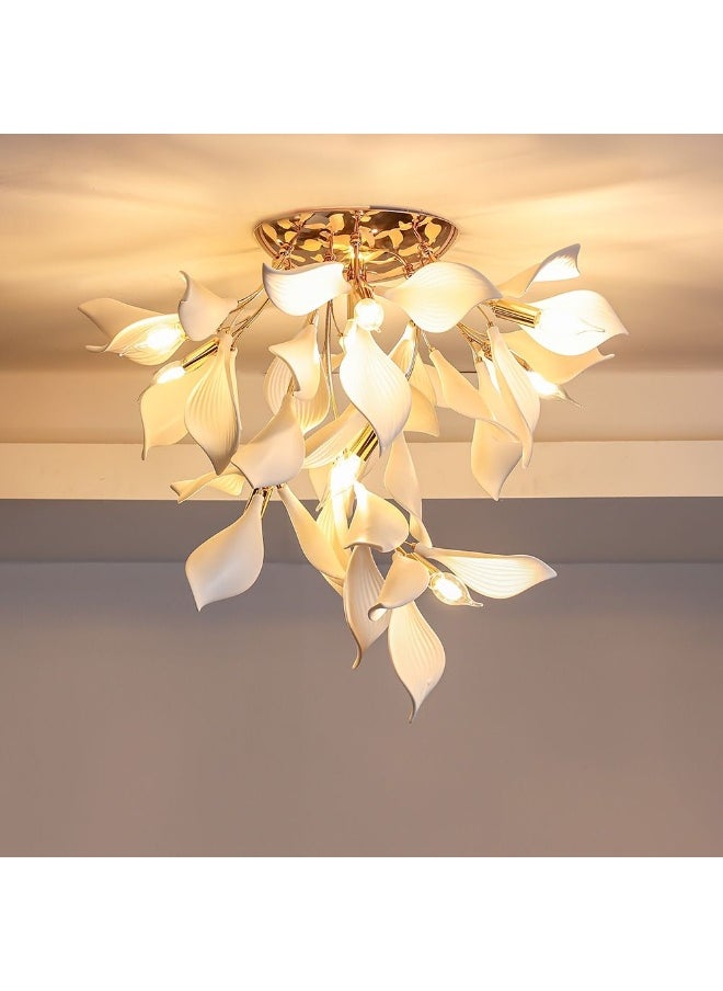 DANUBE HOME Danube Home Cecilia Modern Chandelier For Bedroom|10-Lights Indoor Lighting Fixture With E14 Socket Hanging Lights Ceramic Frame |Ceiling Chandelier L65Xw65Xh60Cm - White/Gold (2 Year Warranty)  - Image 4