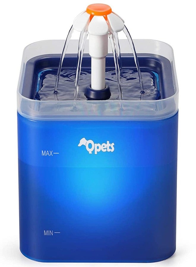Qpets® Cat Water Fountain with LED Light, 67oz/2.0L, Ultra Quiet Cat Drinking Fountain with Filter, Automatic Pet Water Fountain for Cats and Small Dogs, Blue (Blue Water Fountain) - Image 1