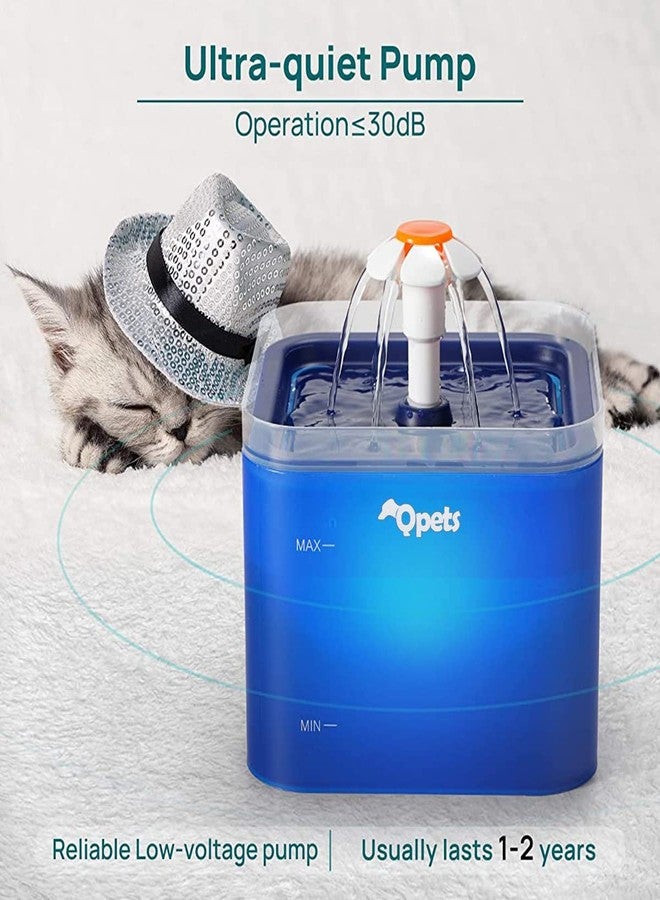 Qpets® Cat Water Fountain with LED Light, 67oz/2.0L, Ultra Quiet Cat Drinking Fountain with Filter, Automatic Pet Water Fountain for Cats and Small Dogs, Blue (Blue Water Fountain) - Image 4