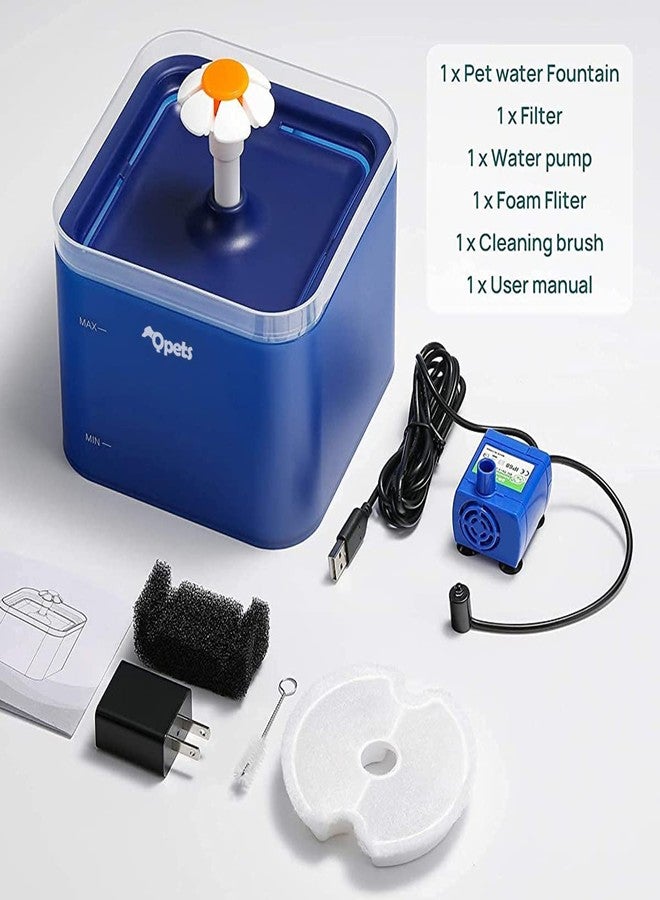 Qpets® Cat Water Fountain with LED Light, 67oz/2.0L, Ultra Quiet Cat Drinking Fountain with Filter, Automatic Pet Water Fountain for Cats and Small Dogs, Blue (Blue Water Fountain) - Image 5