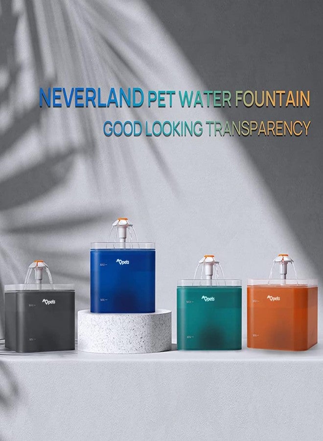 Qpets® Cat Water Fountain with LED Light, 67oz/2.0L, Ultra Quiet Cat Drinking Fountain with Filter, Automatic Pet Water Fountain for Cats and Small Dogs, Blue (Blue Water Fountain) - Image 2