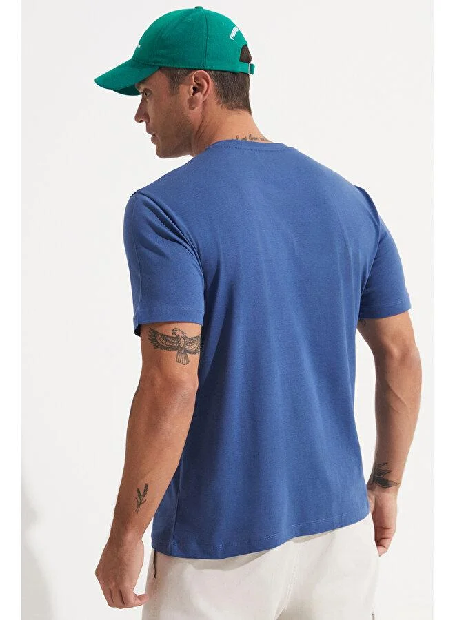 جون June Men Regular Fit Pocket Detailed Short Sleeve T-Shirt Indigo
