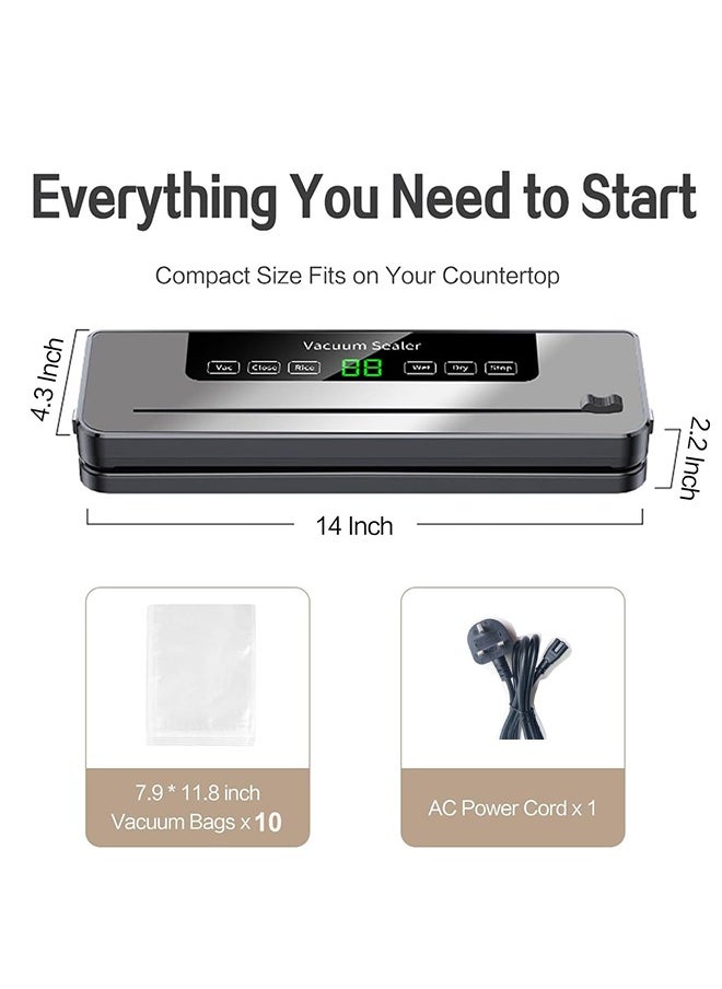 Joshberg Vacuum Sealer Machine,Automatic Sealing for Food Preservation Dry/Moist Food Sealer with LED Indicator Lights Built-in Cutter, with 10 Sealing Bags,for Bags,Jars and Containers Food Fresh and Storage  - Image 5