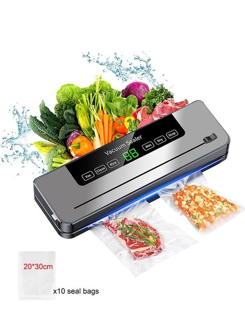 Vacuum Sealer Machine,Automatic Sealing for Food Preservation Dry/Moist Food Sealer with LED Indicator Lights Built-in Cutter, with 10 Sealing Bags,for Bags,Jars and Containers Food Fresh and Storage