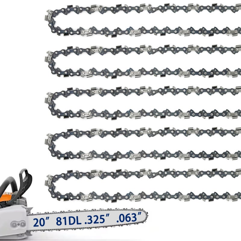 JINFFR 5 Pack 20 Inch Chainsaw Chain Fit Stihl .325" Pitch .063" Gauge 81 Drive Links for 26RS-81, 26RM3-81 for Stihl MS290, MS291, MS271, MS261, 3639-005-0081, Oregon V81, L81, 22LPX081G and More - Image 1