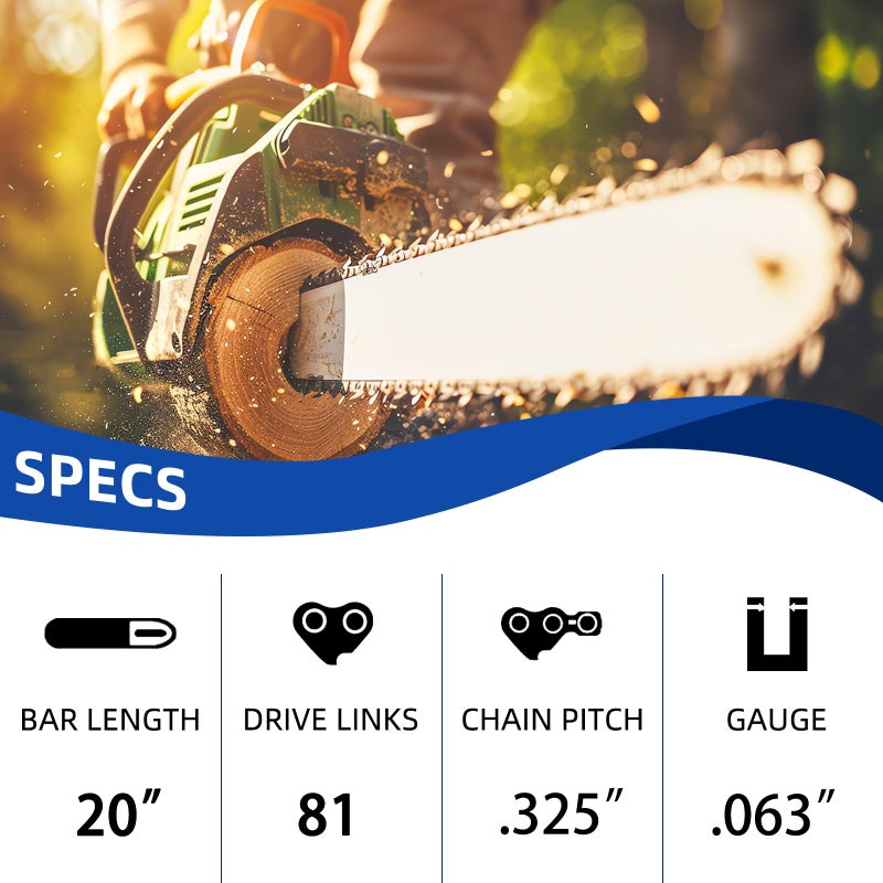 JINFFR 5 Pack 20 Inch Chainsaw Chain Fit Stihl .325" Pitch .063" Gauge 81 Drive Links for 26RS-81, 26RM3-81 for Stihl MS290, MS291, MS271, MS261, 3639-005-0081, Oregon V81, L81, 22LPX081G and More - Image 2