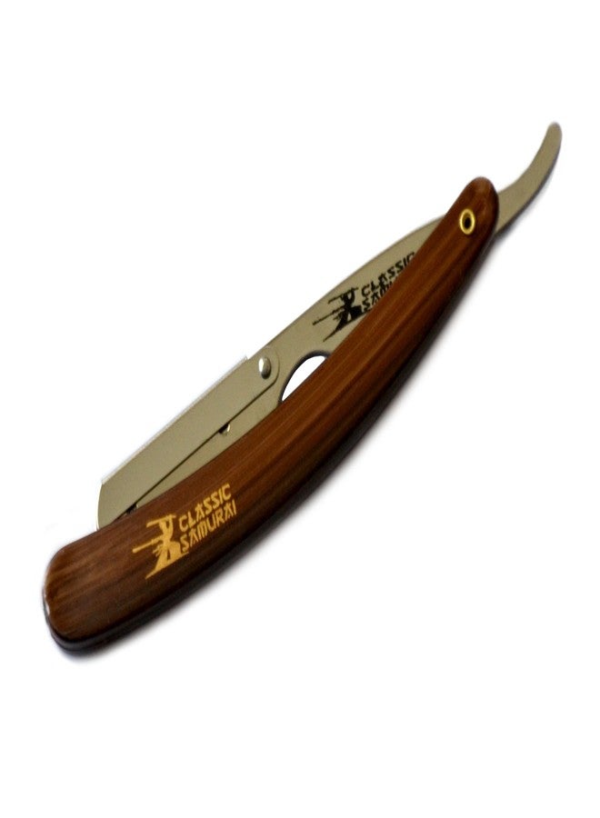 Classic Samurai Stainless Steel Professional Barber Straight Edge Razor with 100 Count Single Edge Razor Blades (Brown) - Image 2