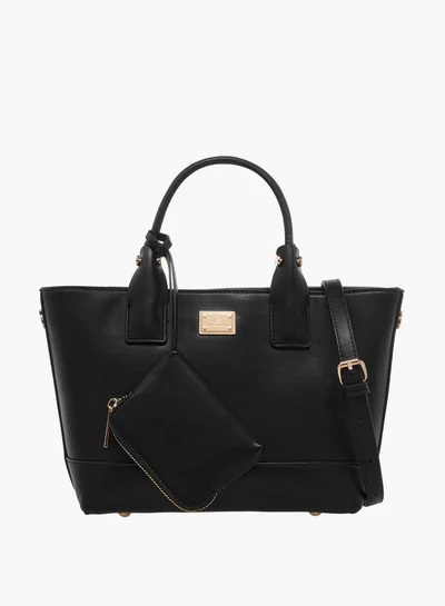 Flora Bella By Shoexpress Solid Tote Bag with Detachable Strap and Pouch