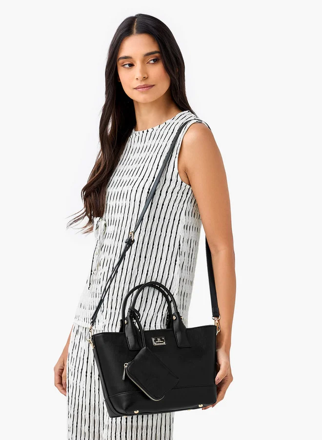 Flora Bella By Shoexpress Solid Tote Bag with Detachable Strap and Pouch