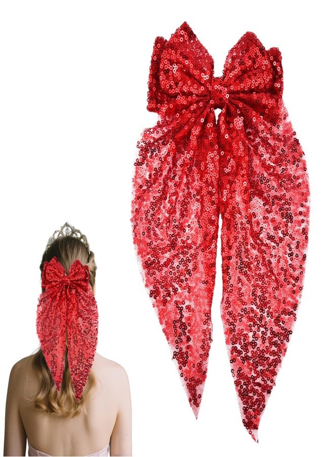 YangQian Christmas Hair Accessories for Womens Glitter Cheer Hair Bow Clip Festival Birthday Holiday Bow Clips Bows Barrette Ponytail Holder Performance Prom Party Bows for Girls Fairy Casual Formal Barrettes - Image 1
