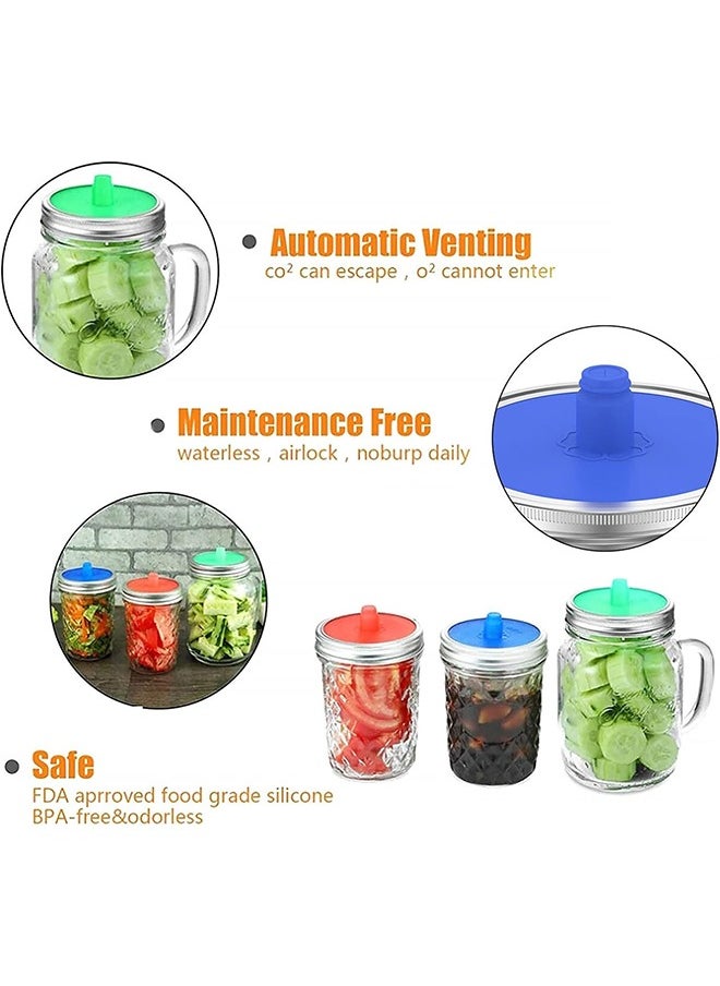HS - Silicone Fermenting Lids, Waterless Airlock Fermentation Jar Lids, Premium Wide Mouth Jar Fermenter Cap, Suitable For Pickles And Fermented Probiotic Food 3PCS - Image 1