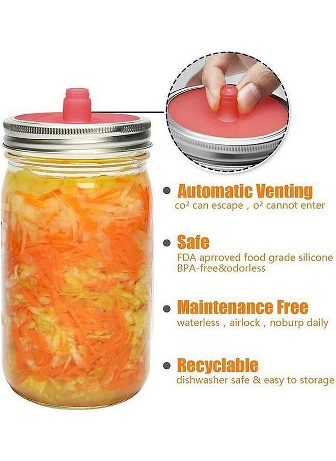 HS - Silicone Fermenting Lids, Waterless Airlock Fermentation Jar Lids, Premium Wide Mouth Jar Fermenter Cap, Suitable For Pickles And Fermented Probiotic Food 3PCS - Image 1