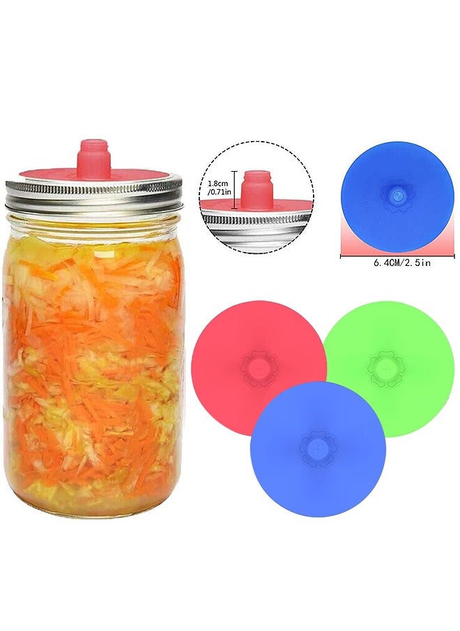HS - Silicone Fermenting Lids, Waterless Airlock Fermentation Jar Lids, Premium Wide Mouth Jar Fermenter Cap, Suitable For Pickles And Fermented Probiotic Food 3PCS - Image 1