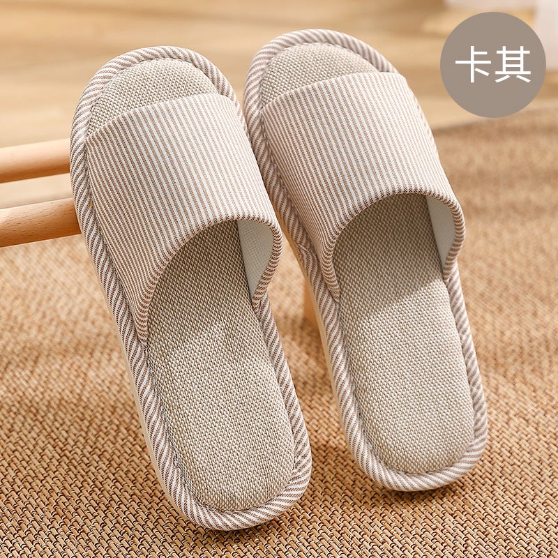 Large Size Linen Slippers for Men's Home Spring & Fall Seasons Cotton and Linen Home Household Silent Indoor Fabric Slippers for Women - Image 1