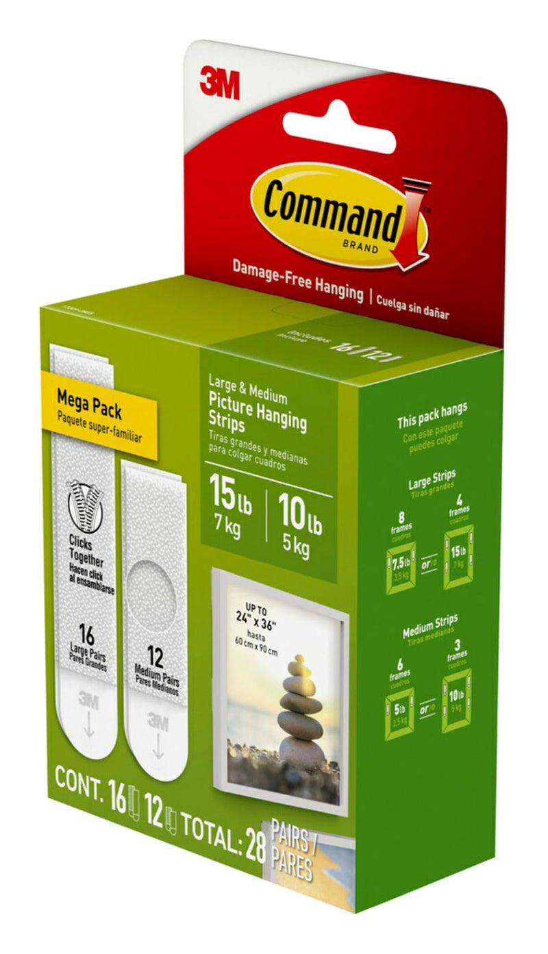 Command 3M Command Picture Hanging Strips – Removable Hanging Strips for Large Picture Frames – Value Pack - 4 Pairs (Medium), 8 Pairs (Large) - Image 5