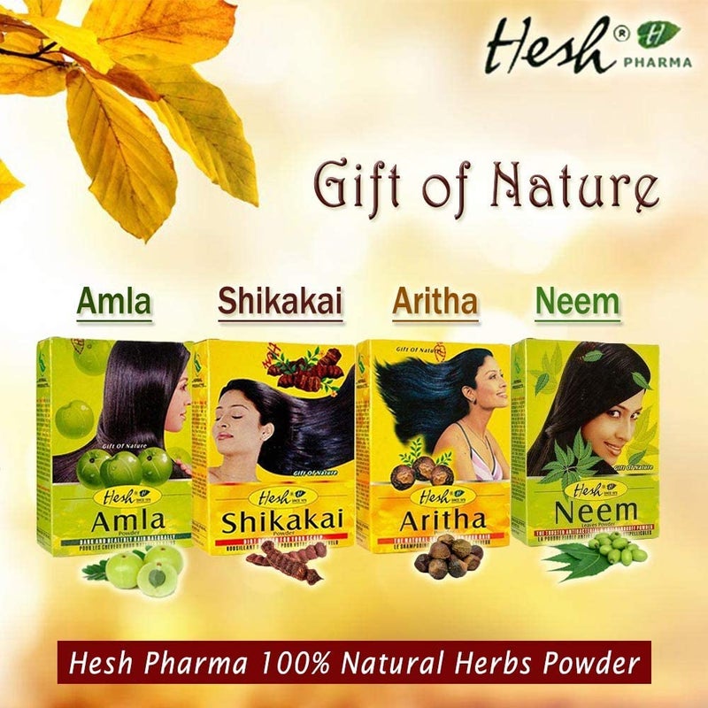 Hesh Herbal Amla Powder 100G, Brahmi Powder 100G, Shikakai Powder 100G, Aritha Powder 100G - 1 Complete Hair Care Combo Pack - Image 2