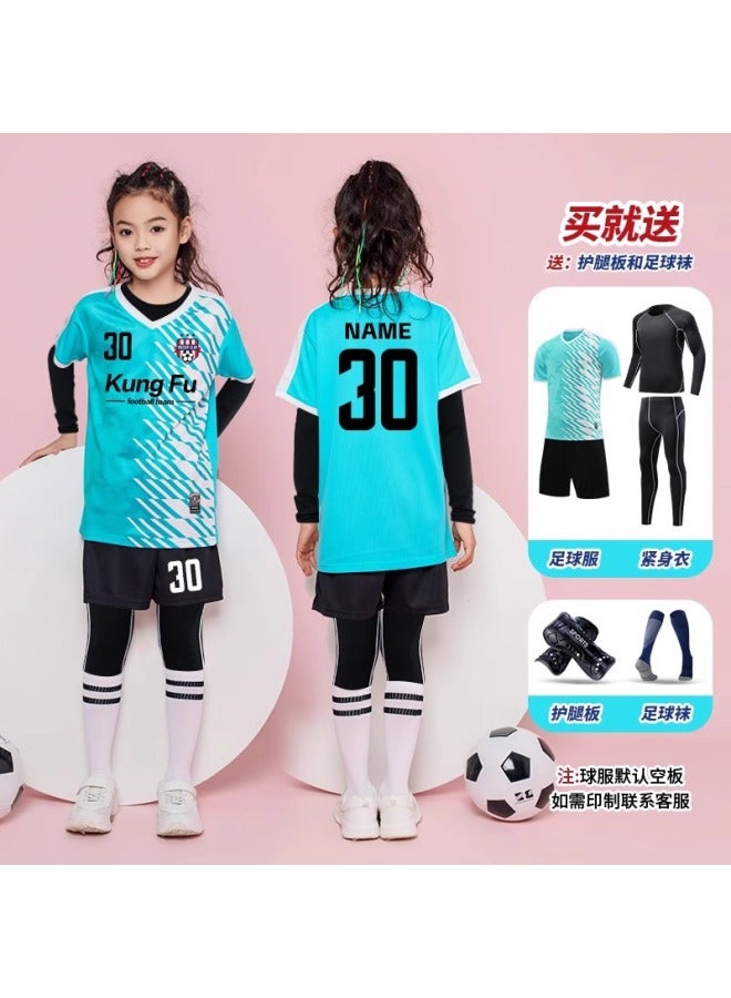 Children's Football Jersey Set Printed Training Kit for Boys Girls Primary School Students Sports Match
