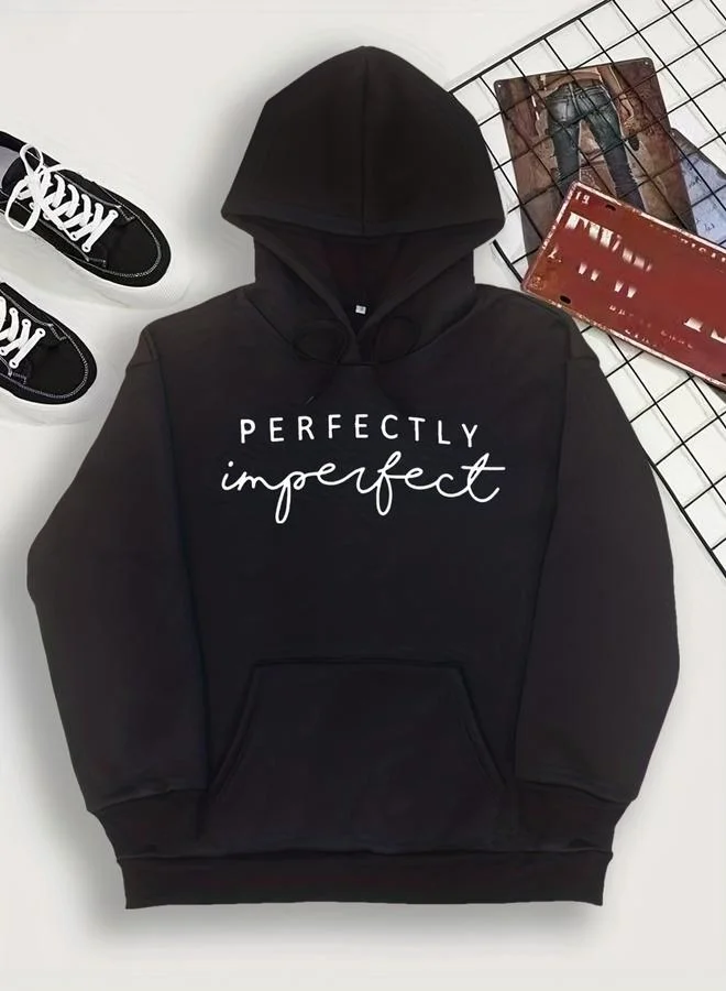 Take Two Slogan Text Print Pocket Detail Hoodie