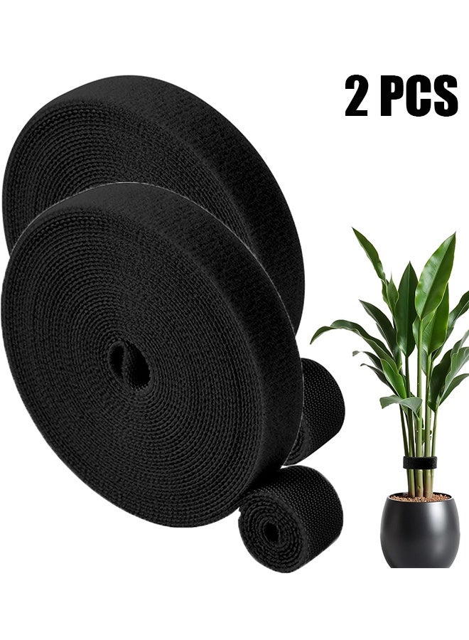 Ba Love 2 Pcs Self-Adhesive Plant Binding Tape - Reusable Fastening Tape Garden Tie Strap Plant Supports Ties Garden Tapes for Plan (Black, 10m*1cm) - Image 1