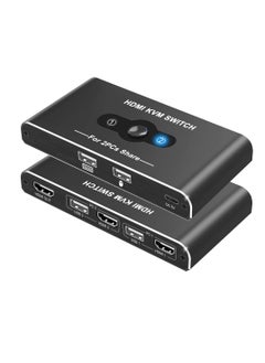 HDMI KVM Switch, Supports 4K@60Hz for 1 Monitor and 2 Computers, USB 2.0 Switch for Keyboard and Mouse Sharing, HDMI 2.0, Seamless Switching, High Performance, Perfect for Dual Computer Setup