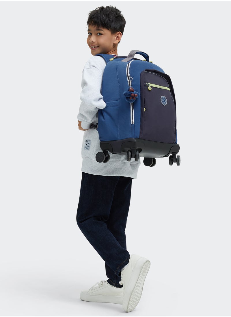 kipling New Zea Kids' Large Wheeled Backpack with Laptop Protection Fantasy Blue Block  - Image 3