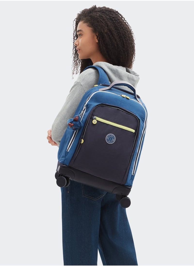 kipling New Zea Kids' Large Wheeled Backpack with Laptop Protection Fantasy Blue Block  - Image 2