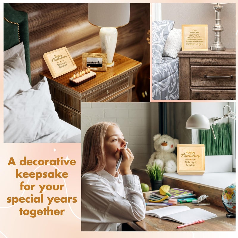 Stofinity 2 Year Anniversary Wood Gifts For Him Her - 2Nd Wedding Gift Anniversary For Couple Two Year Anniversary Wooden Gift For Boyfriend Girlfriend Happy Second Year Marriage Date Night Box - Image 5