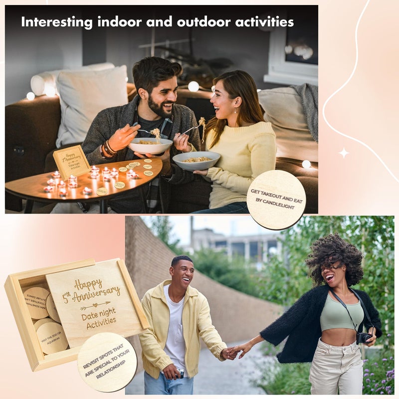 Stofinity 2 Year Anniversary Wood Gifts For Him Her - 2Nd Wedding Gift Anniversary For Couple Two Year Anniversary Wooden Gift For Boyfriend Girlfriend Happy Second Year Marriage Date Night Box - Image 4