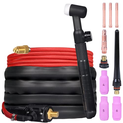 ARCCAPTAIN TIG Welding Gun, WP-17V Argon TIG Torch with 13FT Red Air Hose and 10-25mm Connector, Lift Tig Torch 150amp with 13FT Cable for ARCCAPTAIN ARC160, MIG130, MIG160, ARC165 Pro and MIG145 Pro - Image 1