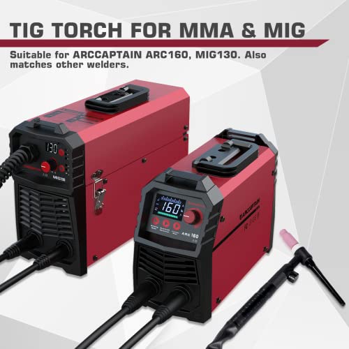 ARCCAPTAIN TIG Welding Gun, WP-17V Argon TIG Torch with 13FT Red Air Hose and 10-25mm Connector, Lift Tig Torch 150amp with 13FT Cable for ARCCAPTAIN ARC160, MIG130, MIG160, ARC165 Pro and MIG145 Pro - Image 2