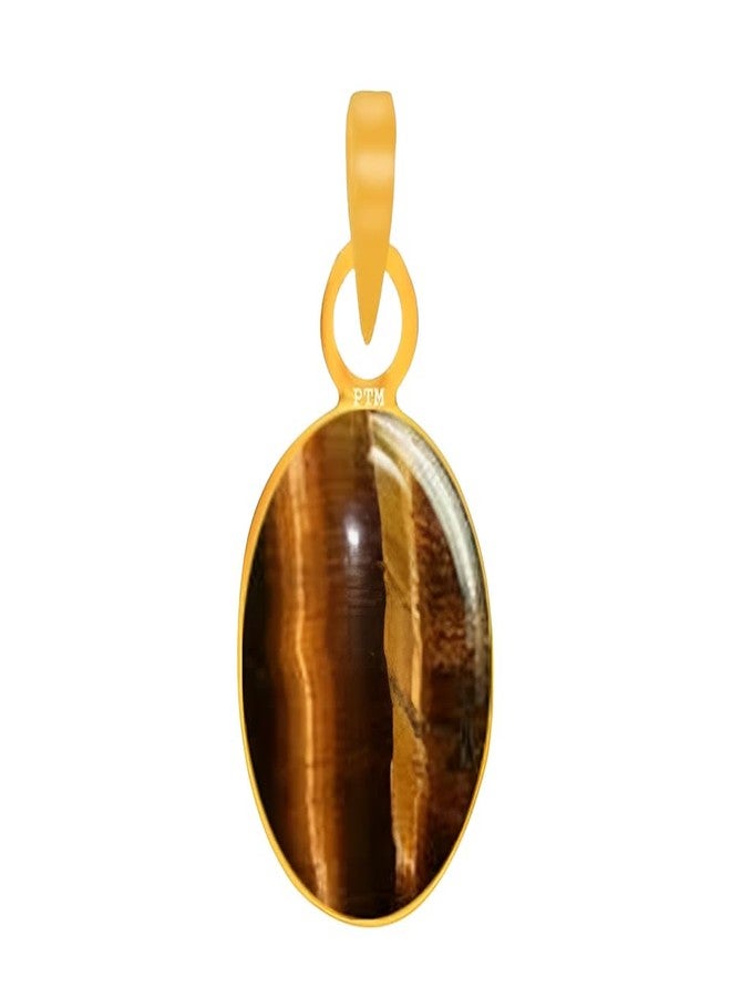 Ptm Tiger Eye 10.25 Ratti or 9.5 Carat Natural Certified Astrological Gemstone Panchdhatu/5 Metals 22k Gold Plated pendant for Men & Women -nvdhp31025 - Image 1