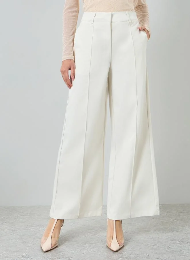 Styli Cream Wide Leg Trousers