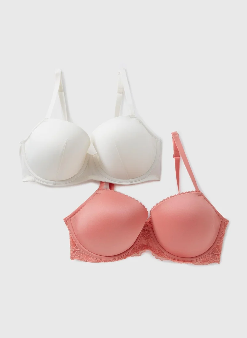Matalan 2 Pack DD+ Pink & Cream Padded Bras